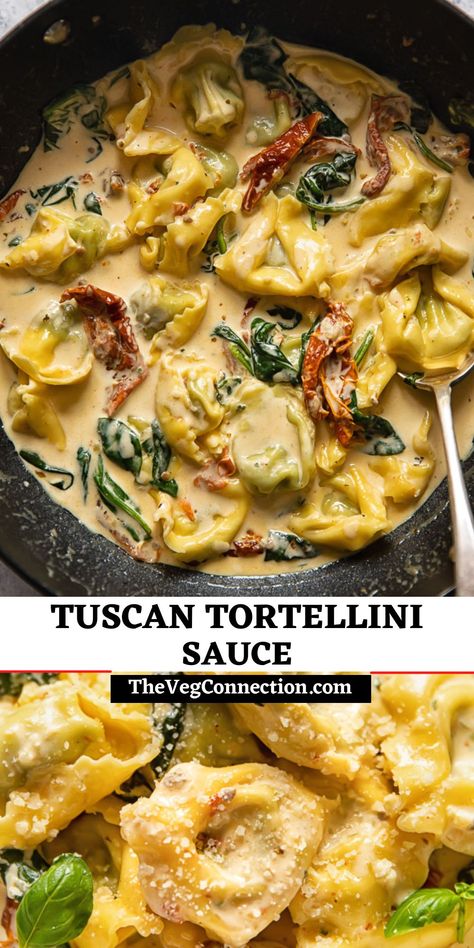 Tortellini Sundried Tomatoes Spinach, Tortellini With Sun Dried Tomatoes, Sauce For Mushroom Tortellini, Spinach Tortellini Recipes Healthy, Sun Dried Tomato Tortellini, Tortellini With Zucchini, Sauce For Spinach Tortellini, Spinach Tortellini Sauce, Creamy Tuscan Sauce