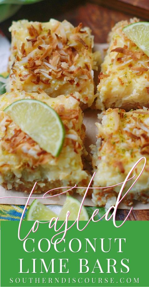 Key Lime Coconut Bars, Lime Coconut Cake Recipe, Easy Key Lime Recipes, Coconut Key Lime Pie, Coconut Lime Pie, Key Lime Recipes Meals, Coconut Lime Cheesecake Bars, Dessert With Lime, Lemon Lime Bars