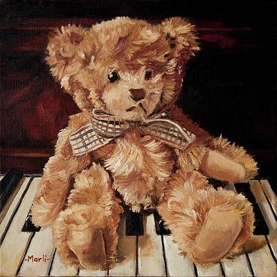 Teddy Bear Oil Painting, Painting Teddy Bears, Teddy Bear Paintings Acrylic, Stuffed Animal Painting, Teddy Bear Reference, Nostalgia Drawing, Teddy Painting, Nostalgia Painting, Teddy Bear Painting