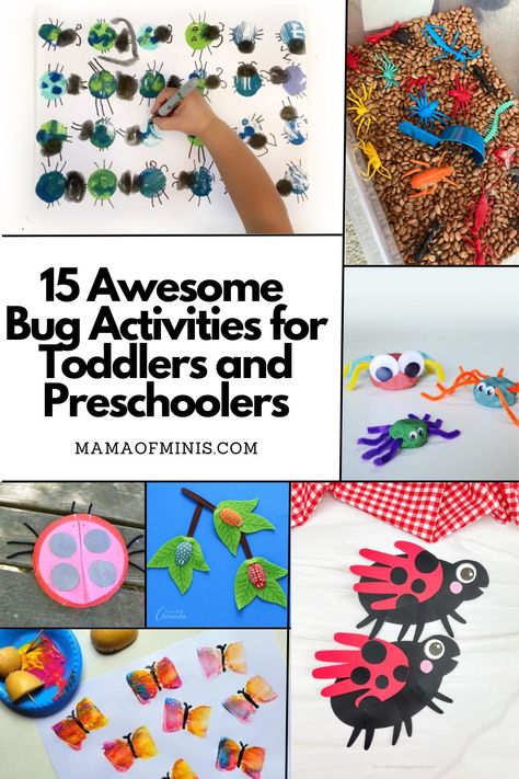 15 Awesome Bug Activities for Toddlers and Preschoolers Bug Activities For Toddlers, Bug Sensory Bin, Preschool Insects Activities, Bug Activity, Insects Activities, Toddler Artwork, Sensory Bin Ideas, Toddler Projects, Bug Activities