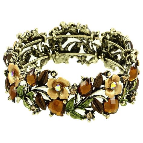 PRICES MAY VARY. Flower Bracelet Bangle Antique Gold / Brown Crystal Beads, Rhinestones Crystals and Hand-Painted Bracelet Height Approximate: 1" Well Packed in Jewelry Box Falari Vintage Flower Bracelet Bangle Crystal Beads Hand-Painted / Height: 1" Month Gemstones, Amazon Jewelry, Vintage Jewlery, Fancy Necklace, Chunky Jewelry, Amazon Store, Funky Jewelry, Pretty Bracelets, Floral Jewellery