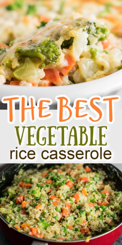 Rice And Veggie Side Dish, Vegetable Rice Casserole Healthy, Rice Casserole Side Dish, Veggie Rice Dishes, Rice And Veggie Bake, Veggie Rice Casserole Recipes, Veggie Rice Bake, Riced Veggie Recipes, Rice Dinner Recipes Vegetarian