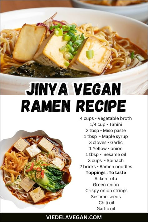 Jinya Vegan Ramen Recipe Jinya Ramen Recipe, Vegan Curry Ramen, Jinya Ramen, Easy Vegan Ramen, Vegetarian Ramen Recipe, Vegan Ramen Recipes, Vegetarian Ramen, Ramen Recipes Easy, Curry Ramen