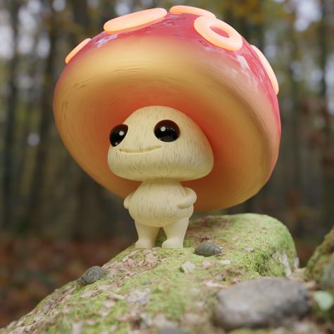 Mushroom 3d, Mushroom Cute, Mushroom Drawing, Cute Mushroom, Mushroom Design, Mushroom Art, Blender 3d, Art Toy, 3d Print