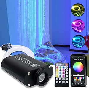 AMKI 16W RGBW Fiber Optic Curtain Light Kit, Flash Point Waterfall Effect Bluetooth Curtain Lighting for Kids Children Sensory Room Home Decoration with Fiber Cables 0.03in/0.75mm 13.1ft/4m 450pcs Sensory Lights, Flash Point, Star Ceiling, Sensory Room, Fibre Optics, Fiber Optic Cable, Sound Control, Garage Lighting, Kids Sensory