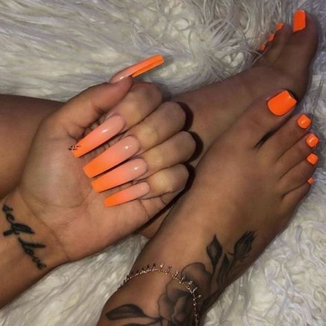 Orange Acrylic Nails, Acrylic Nails At Home, Drip Nails, Ombre Acrylic Nails, Exotic Nails, Sparkle Nails, Acrylic Nails Coffin Short, Summer Acrylic Nails, Pink Acrylic Nails