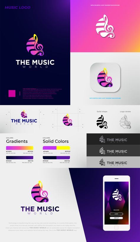 Music Branding Logo Music App Logo Design, Music Company Logo, Music Branding, Music Logo Design, Branding Design Packaging, Music Coloring, Portfolio Ideas, Music Logo, Music App