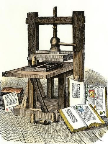 size: 12x9in Giclee Print: Gutenberg's Printing Press, Mainz, Germany, 1450s : Artists Gutenberg Press, Gutenberg Bible, Mainz Germany, Johannes Gutenberg, Kids Technology, History Projects, Printing Press, Middle Ages, High Quality Art Prints