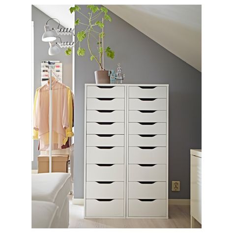 ALEX Drawer unit with 9 drawers, white, 14 1/8x45 5/8" - IKEA Living Room Design Diy, Ikea Alex Drawers, Alex Drawer, Small Workspace, Ikea Alex, Ikea Store, Ikea Storage, Drawer Unit, Affordable Furniture