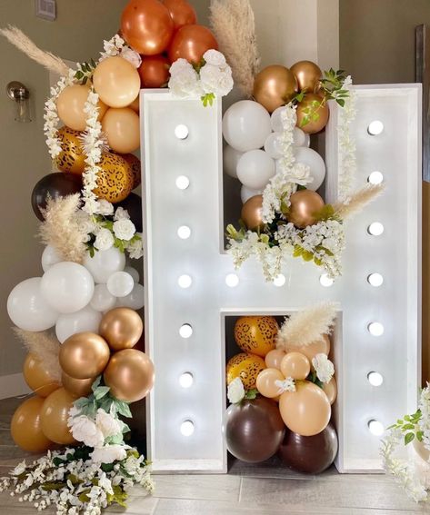 Hbd Marquee Letters, Marquis Letters With Balloons, Lighted Marquee Letters, Party Business, Marquee Letters, Flower Letters, Wedding Balloons, Letter Balloons, Balloon Garland