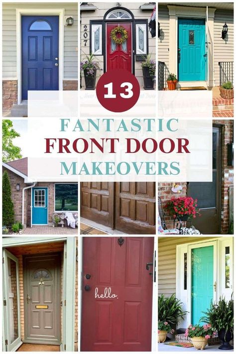 These front door makeovers feature various paint colors and will inspire you to paint your front door. Door Diy Makeover, Diy Front Door Makeover, Paint Your Front Door, Diy Front Door, Front Door Diy, Add Character To Your Home, Front Door Makeover, Door Diy, Painted Front Doors