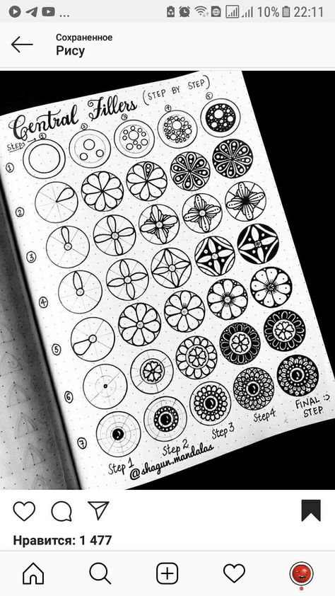 Easy Mandala Drawing Simple Step By Step, How To Draw Mandalas, Mandala Center Ideas, How To Draw A Mandala, Mandala Filling Patterns, Mandala Doodle Patterns, Doodle Mandala Art Simple, Mandala Art Border Design, How To Draw Mandala For Beginners