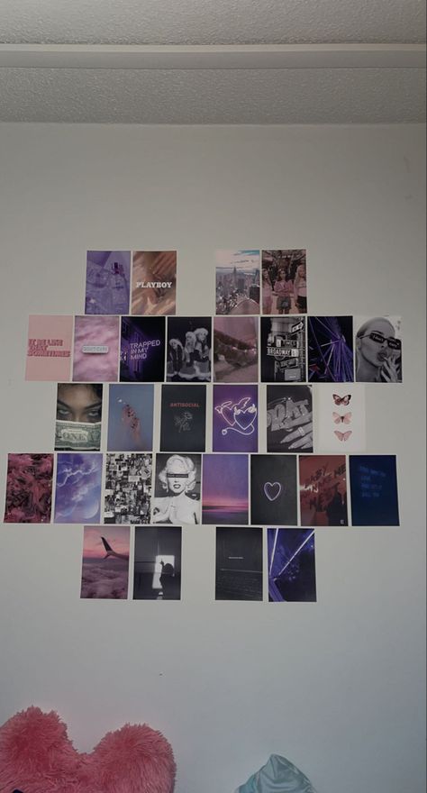 dorm room wall pictures; Cute aesthetic pictures; shape for wall pictures How To Decorate Small Rooms Bedrooms, Bedroom Photo Decor Ideas, Wall With Pictures Aesthetic, Wall Collage Kit Ideas, Pictures On Bedroom Wall, Pictures In Room Ideas, Wall Posters Layout, Asthmatic Room Ideas, Wall Of Prints