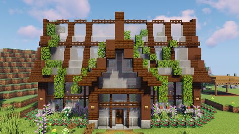 Minecraft Colorful Builds, Greenhouse Minecraft, Minecraft Kale, Chalet Minecraft, Minecraft Greenhouse, Villa Minecraft, Construction Minecraft, Minecraft Shops, Case Minecraft