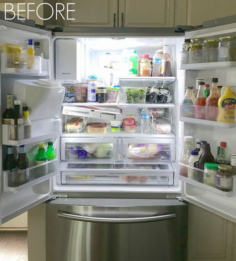 Whirlpool Refrigerator Organization, Refrigerator Set Up, Deep Fridge Organization, Cheap Refrigerator Organization, Double Door Refrigerator Organization, French Door Refrigerator Organization Ideas, Fridge Organization French Door, Refrigerator Shelf Placement, Refrigerator Organization French Door