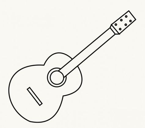 Gutair Drawings Easy, How To Draw A Guitar Step By Step, Simple Guitar Drawing, Guitar Drawing Easy, Draw A Guitar, Diy Gift Bags From Wrapping Paper, Guitar Outline, Rose Gold Wallpaper Iphone, Guitar Clipart