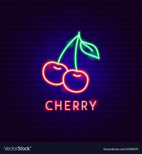 Neon Cherry Painting, Cherries Painting, Cherry Coffee, Purple Galaxy Wallpaper, Cherry Festival, Cherry Art, Food Promotion, Light Font, Badass Wallpaper