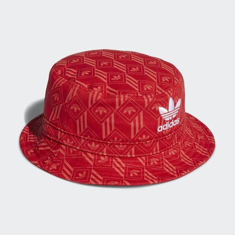 adidas Monogram Bucket Hat - Red | adidas US Adidas Bucket Hat, Red Bucket Hat, Bucket Hat Style, Adidas Hat, Red Adidas, Bold Graphics, Berets, Adidas Online, Your Head