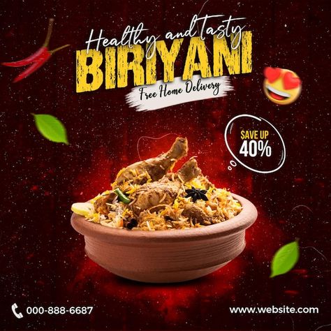 Biryani Creative Ads, Social Media Design Ideas, Ads Banner Design, Flex Design, Ads Banner, Social Media Ads, Banner Ads Design, Social Media Banner, Biryani