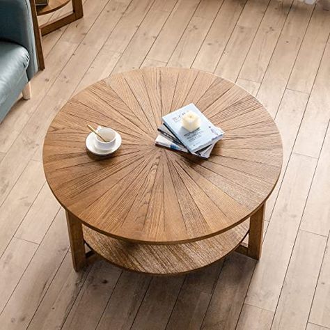 Table For Apartment, Wood Round Coffee Table, Circle Coffee Tables, Natural Coffee Table, Wood Coffee Table Rustic, Farmhouse Coffee Table, Coffee Table For Living Room, Coffee Sofa, Round Wood Coffee Table