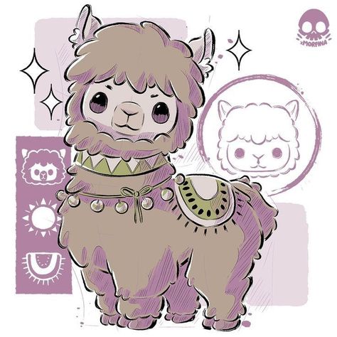 Alpaca Drawing, Llama Drawing, Cute Alpaca, Images Kawaii, Animal Crossing Characters, Cute Laptop Stickers, Cute Kawaii Animals, Cute Funny Cartoons, Cute Animal Drawings Kawaii