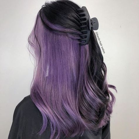 Lavender Hair Underneath, Popular Hairstyles For 2023, Purple Underneath Hair, Emo Hair Color, Balayage Colors, 2023 Hair Color, Under Hair Color, Hair Dyed Underneath, Color Block Hair