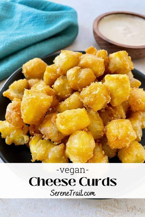 Vegan Cheez Its, Vegan Cheese Its, Fake Bacon, Cheese Curds Recipe, Fried Cheese Curds, Vegan Entrees, Vegan Fries, Vegan Cheese Recipes, Lunch Prep