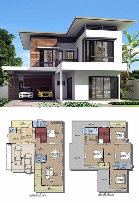 Two Story House Design, Modern House Floor Plans, House Plans Mansion, Two Story House, Building Plans House, Duplex House Plans, House Plan Gallery, Modern Style House Plans, Architectural Design House Plans