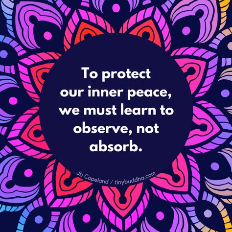 Observe Dont Absorb, Buddha Quotes Peace, Tiny Buddha, Insightful Quotes, Buddha Quotes, Dream Quotes, Yoga Quotes, Self Improvement Tips, Daily Affirmations