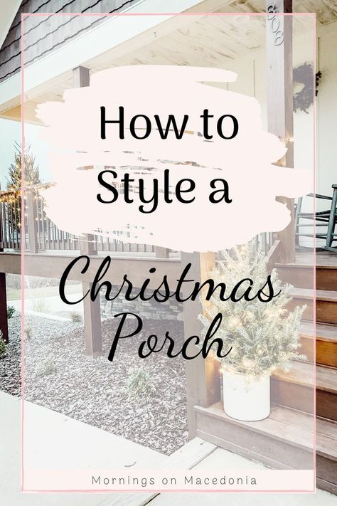 Simple Front Porch Christmas Decor Ideas, Christmas Porch Decorating Ideas Simple, Porch Christmas Lights, Porch Christmas Tree, Simple Front Porch, Christmas Porch Decorating Ideas, Porch Trees, Tiny Christmas Trees, Porch Decorating Ideas