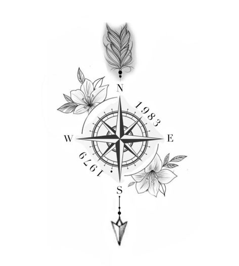 Flower Compass Tattoo Design, Colorful Compass Tattoos For Women, Compass Arm Tattoos For Women, Compass Memorial Tattoo, Female Compass Tattoo, Compas Tattoo Designs, Compass Tattoo With Flowers, Matching Compass Tattoos, Compass Tattoo Ideas For Women