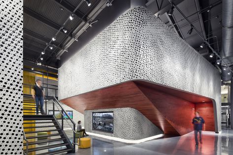 Pratt Institute's New Film/Video Department Building / Wasa/Studio A / Brooklyn NY Perforated Metal Panel, Culture Center, Pratt Institute, Film Video, Room Screen, Perforated Metal, Film Studio, Interior Design Magazine, Art Interior