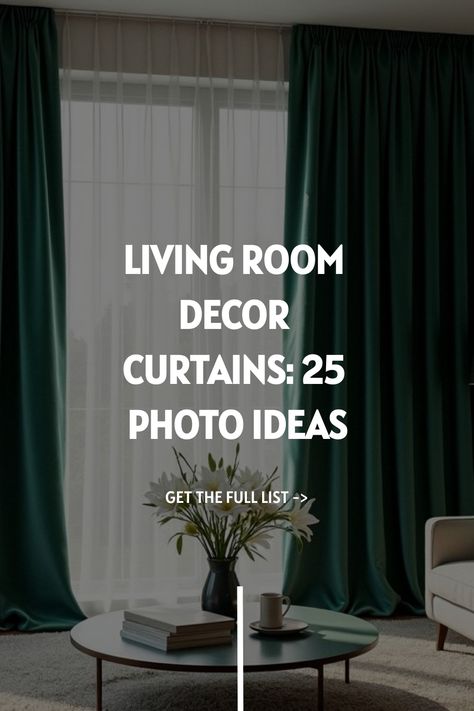 Living Room Decor Curtains: 25 Photo Ideas Curtains Living Room Colors, Moody Curtains Living Room, Curtain Living Room Ideas, Double Curtains Living Room, Curtains Modern Living Room, Rug Pairings, Perfect Living Room Decor, Room Decor Curtains, Art Deco Curtains