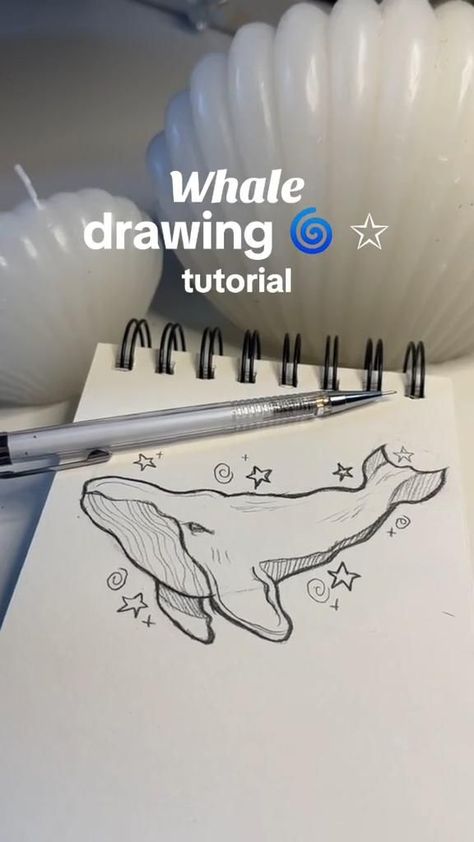 Draw A Whale, Whale Art, A Whale, Art Tutorial, A Drawing, To Draw, Notebook, Art