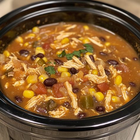 Crockpot Chicken Taco Soup - OutdoorsChef Christmas Soup Recipes, Taco Soup Recipe Crockpot, Crockpot Chicken Taco Soup, Chicken Taco Soup Crock Pot, Chicken Taco Soup Recipe, Chicken Zucchini Casserole, Christmas Soup, Taco Soup Crock Pot, Chicken Noodle Soup Easy