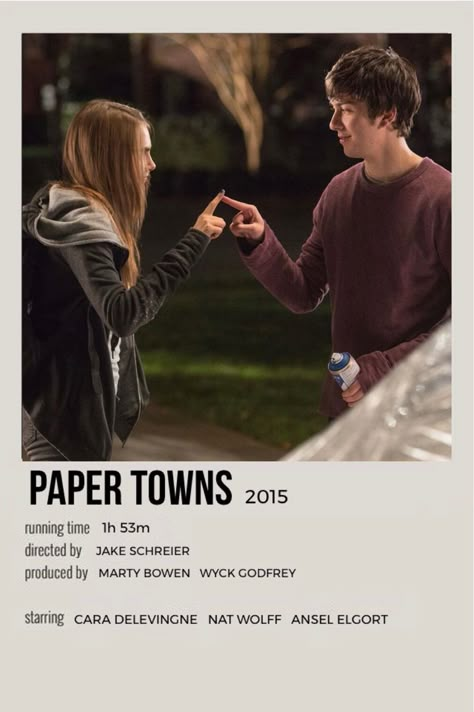 Paper Towns Movie, Polaroid Movie Poster, Romcom Movies, Indie Movie Posters, Movie Hacks, Movies To Watch Teenagers, Most Paused Movie Scenes, Pause Button, Iconic Movie Posters