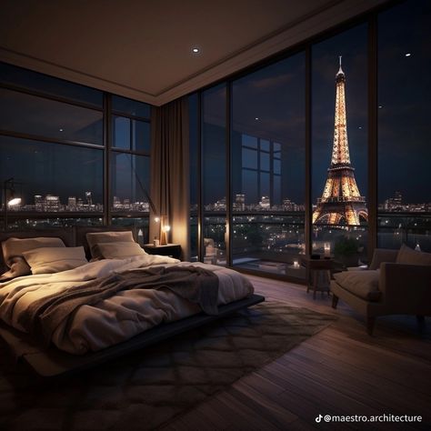 Penthouse In Paris, Luxury Mansions Interior Bedroom, New York Hotel Room Aesthetic, Luxury Penthouse Aesthetic, Two Story Bedroom, Luxury Penthouse Bedroom, Penthouse Apartment Bedroom, Luxury Apartment Bedroom, Mansion Interior Bedroom