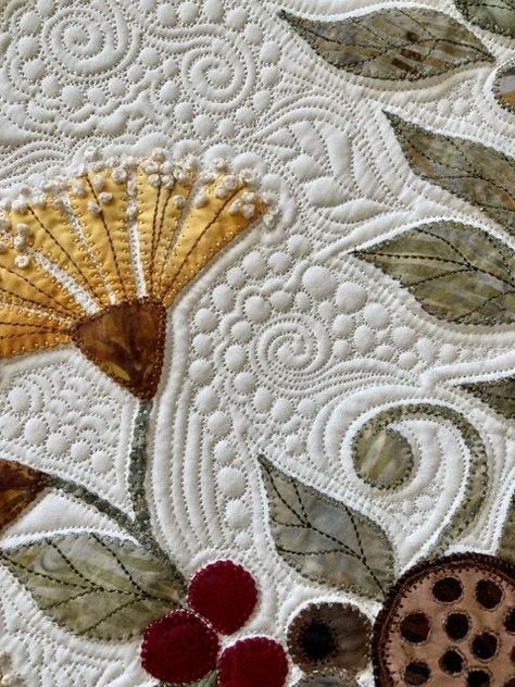 Quilt Filler Designs, Quilting Applique Quilts, Background Quilting Designs, Floral Applique Quilts, Applique Flower Quilt Patterns, Hoopsisters Quilts, Easy Free Motion Quilting Designs, Quilted Applique, Free Motion Quilt Tutorial