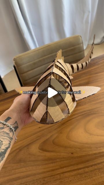 Drew on Instagram: "Making a cardboard zebra shark for my wall" How To Make A Shark Out Of Cardboard, Cardboard Shark Template, Cardboard Shark, Zebra Shark, Shark Sculpture, Tiger Shark, Whale Shark, Diy Wall, Atlantis