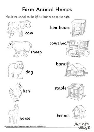 Farm Animal Homes Matchup Worksheet Farm Animals Home, Farm Animal House Preschool, Farm Animal Houses, Animal Homes Craft, Animal Homes Worksheet, Farm Animals And Their Homes, Animals And Their Homes Worksheets, Animals House Preschool, Farm Animals House