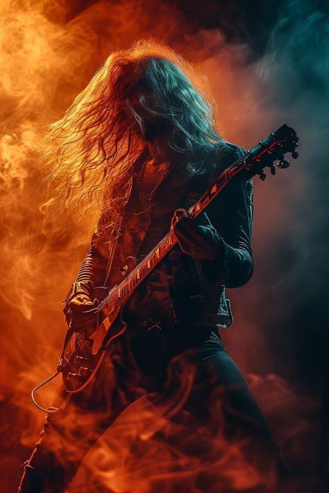 Rockstar Poster Design, Rockstar Background, Rock Music Aesthetic, Concert Painting, Musician Poster, Guitarist Art, Rock Musicians, Guitar Drawing, Performing On Stage