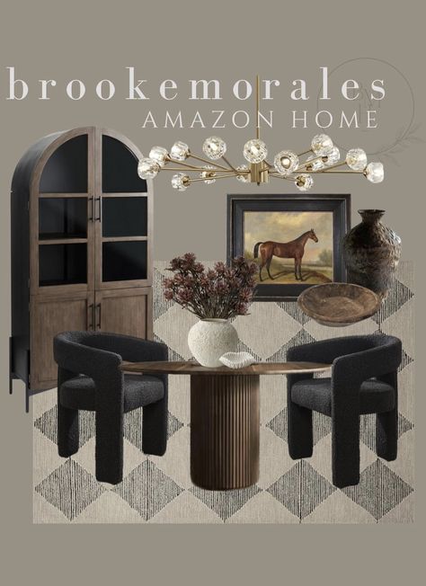 Nate And Jeremiah Interiors, Dark Wood Floors Mood Board, Moody Modern Dining Room, Brooke Morales Home, Dining Room Inspiration Vintage, European Modern Interior, Quiet Luxury Interior Design, Moody Dining Room Ideas, Mood Boards Interior Design