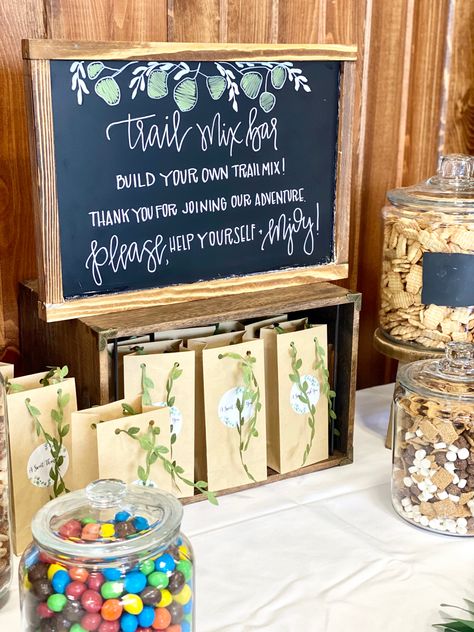 Trail Mix Bar Make Your Own Wedding, Woodland Trail Mix Bar, Baby Shower Trail Mix Favors, Happy Trails Trail Mix Party Favor, Trail Mix Wedding Favors, Trail Mix Bar For Wedding, Trail Mix Baby Shower Favors, Build Your Own Trail Mix Bar, Trail Mix Bar Make Your Own