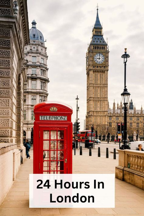 A red telephone box in front of Big Ben - 24 hours in London. London In One Day, 1 Day In London, A Day In London, Must Do In London, London Trip Planning, London In Spring, 24 Hours In London, One Day In London, Travel Guide London