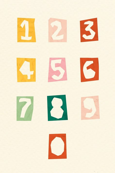 Number paper cut typography psd set | free image by rawpixel.com / NingZk V. Paper Clip Illustration, Number Aesthetic Font, Number 1 Aesthetic, Scrapbook Numbers, Collage Numbers, Shuffle Stickers, Typography Collage, Typography Psd, Number Collage