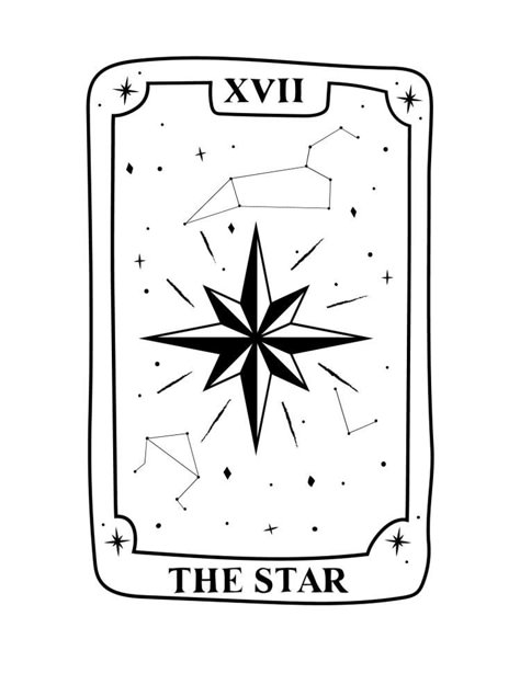 The Star Tarot Drawing, Ceramic Tarot Cards, Cute Tarot Cards Art, Easy Tarot Card Drawing, Simple Tarot Card Design, Tarot Template, Blank Card Template, Star Tarot Card, Tarot Design