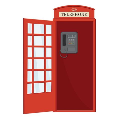 Red Telephone Booth, Red Telephone, Telephone Booth, Open Door, Color Vector, Door Color, Cartoon Styles, Graphic Illustration, Superman