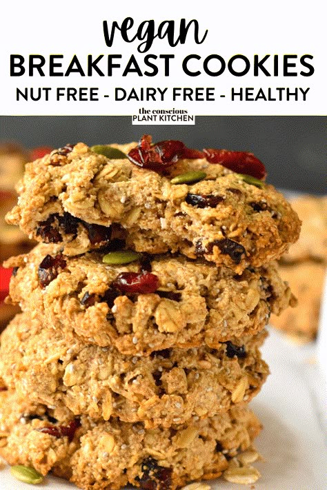 Vegan Breakfast Cookies, Nut Free Breakfast Cookies, Breakfast Cookies Vegan, Healthy Vegan Breakfast Cookies, Easy Wfpb Breakfast, Vegan Oatmeal Breakfast Cookies, Oil Free Vegan Breakfast Cookies, Wfpb Breakfast Cookies, Protein Breakfast Cookies