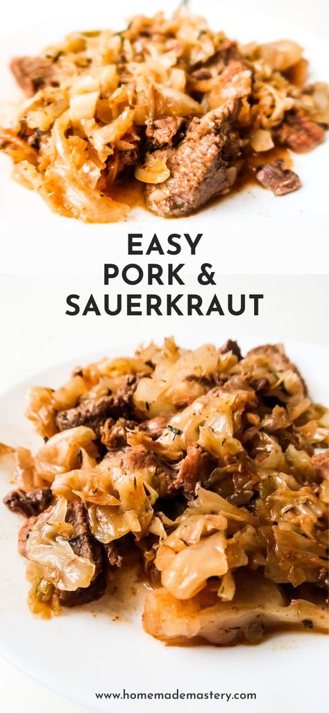 Dinner With Sauerkraut, Pork And Sauerkraut Recipe, Easy Delicious Dinner Recipes, Wraps Recipes Healthy, Low Carb Pork, Pork Recipes Easy, Sauerkraut Recipes, Dinner Meal Prep, Easy Pork