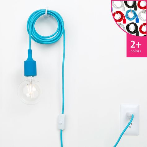 Plug-In Pendant Light Cord Set - Silicone Cord Light Hanging, Plug In Pendant Lights, Best Desk Lamp, Pendant Light Cord, Plug In Pendant Light, Wooden Lamps, Bulb Pendant Light, Swag Lamp, Cord Light